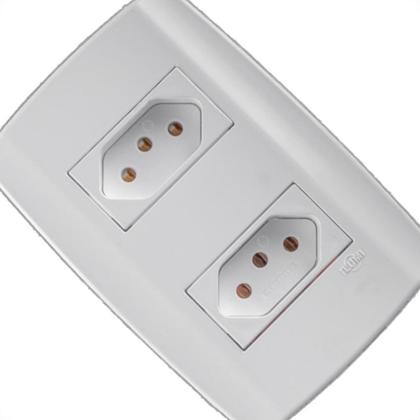 Imagem de Conjunto Ilumi Slim Branco Com Placa 2 Tomadas 2P+T. 20A. - 80121 Monobloco