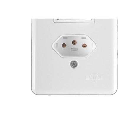 Imagem de Conjunto Ilumi Stylus Branco Com Placa 1 Simples + Tomada 2P+T. 20A. 20201