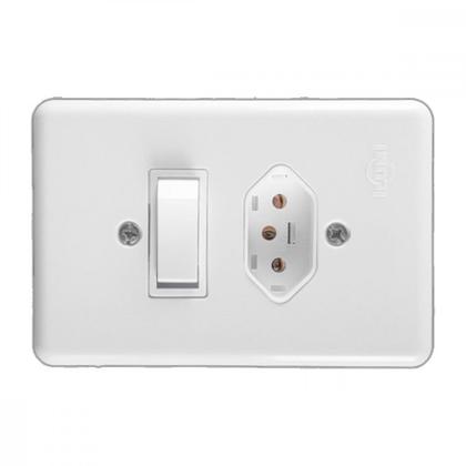 Imagem de Conjunto Ilumi Stylus Branco Com Placa 1 Simples + Tomada 2P+T. 20A. 20201