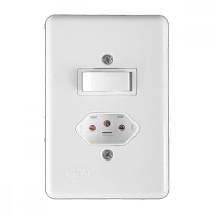 Imagem de Conjunto Ilumi Stylus Branco Com Placa 1 Simples + Tomada 2P+T. 20A. 20201