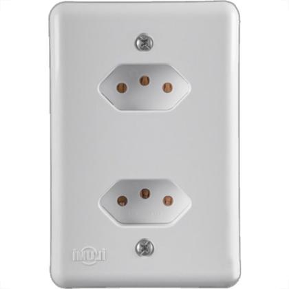 Imagem de Conjunto Ilumi Stylus Branco Com Placa 2 Tomadas 2P+T. 10A. - 201200 Monobloco