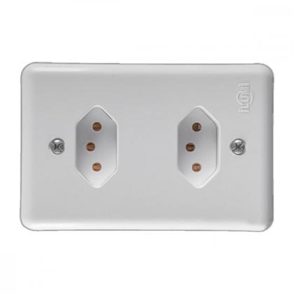 Imagem de Conjunto Ilumi Stylus Branco Com Placa 2 Tomadas 2P+T. 10A. - 201200 Monobloco