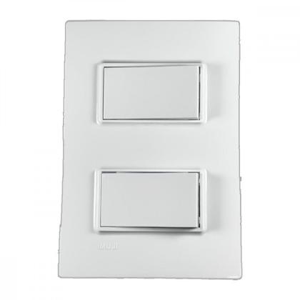 Imagem de Conjunto Ilumi Vivaz Branco Com Placa 1 Simples + 1 Paralelo 10A. - 7823