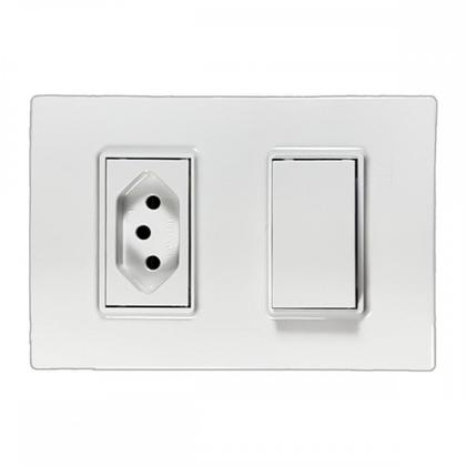 Imagem de Conjunto Ilumi Vivaz Branco Com Placa 1 Simples + Tomada 10A. - 78200