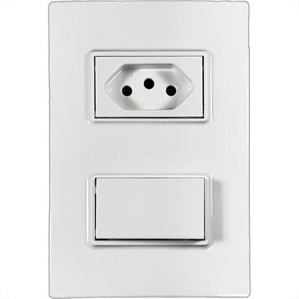 Imagem de Conjunto Ilumi Vivaz Branco Com Placa 1 Simples + Tomada 10A. - 78200