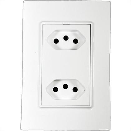 Imagem de Conjunto Ilumi Vivaz Branco Com Placa 2 Tomadas 10A. - 78120 Monobloco