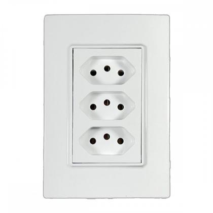 Imagem de Conjunto Ilumi Vivaz Branco Com Placa 3 Tomadas 10A. - 78123 Monobloco