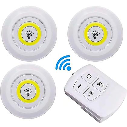 Imagem de Conjunto Iluminação Led 3 Spots Sem Fio + Controle Branco