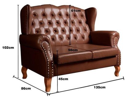 Imagem de Conjunto Imperador Sofá com Poltronas Chesterfield Decoração Retrô Vintage Marrom