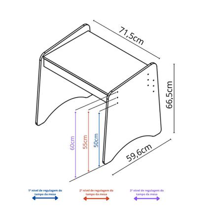 Imagem de Conjunto Infantil 3 Peças 1 Mesa 2 Cadeiras com Regulagem Movelbras Branco
