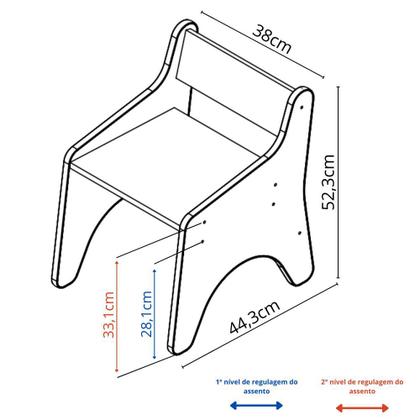 Imagem de Conjunto Infantil 3 Peças 1 Mesa 2 Cadeiras com Regulagem Movelbras Branco