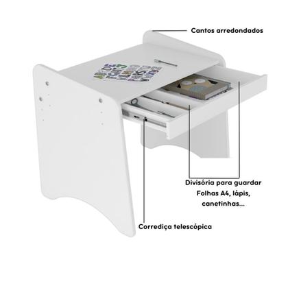 Imagem de Conjunto Infantil 3 Peças 1 Mesa 2 Cadeiras com Regulagem Movelbras Branco