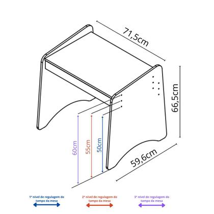 Imagem de Conjunto Infantil 3 Pecas 1 Mesa 2 Cadeiras Com Regulagem