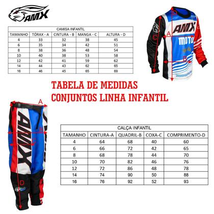 Imagem de Conjunto Infantil Amx Classic Silver Camisa Calça Trilha Motocross