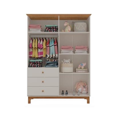 Imagem de Conjunto Infantil Antonella Berço com Gaveta e Roupeiro 4p Off White/Caramelo Móveis Canaã