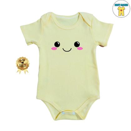 Imagem de Conjunto infantil bebê 6 peças body e tapa fralda bebe manga curta neném feliz menina rosa branco amarelo malha suedine algodão - bodymania