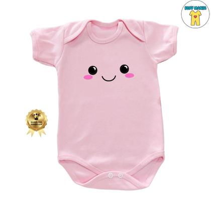 Imagem de Conjunto infantil bebê 6 peças body e tapa fralda bebe manga curta neném feliz menina rosa branco amarelo malha suedine algodão - bodymania