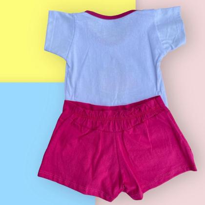 Imagem de Conjunto Infantil Bebe Menina Duas Pecas Shorts Saia e Camiseta Verão Dia das Crianças 03 a 06 meses