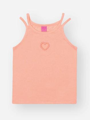 Imagem de Conjunto Infantil Belime Verão com Shorts e Regata Laranja Coração