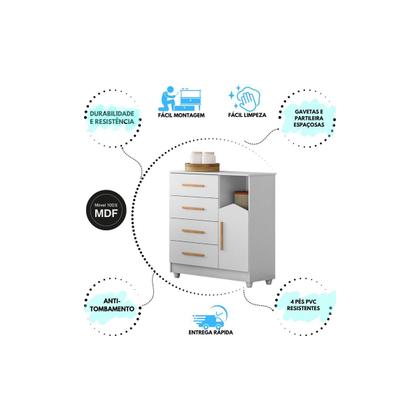 Imagem de Conjunto Infantil Berço Com Colchão E Cômoda MDF Inclusa Para Quarto Bebê