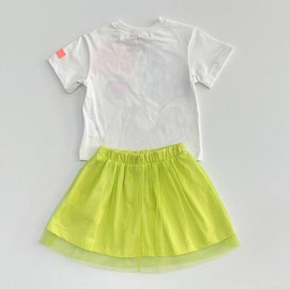 Imagem de Conjunto Infantil Bimbi Menina Branca de Neve Blusa Estampada Saia Tule Neon Festa Casual Moda Kids Princesa
