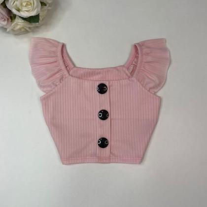 Imagem de Conjunto Infantil Blogueirinha Cropped Calça Jeans Moda Luxo