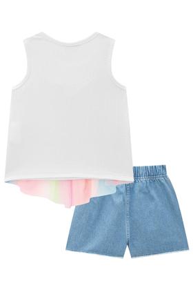 Imagem de Conjunto Infantil Blusa Boxy em Canelado e Tule Coloridos Neon e Shorts em Jeans Arkansas - Infanti