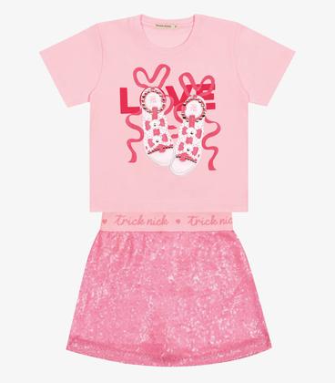 Imagem de Conjunto Infantil Blusa Com Saia Trick Nick Rosa