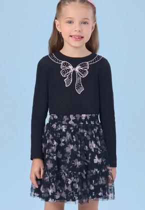 Imagem de Conjunto Infantil Blusa Laço Saia Tule Petit Cherie