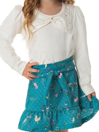 Imagem de Conjunto Infantil Blusa Mangas Longas E Saia Com Short - Pic Nic