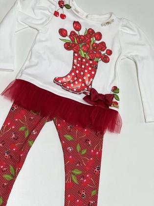 Imagem de Conjunto Infantil Blusa  Off White e Calça Joaninhas Yoyo