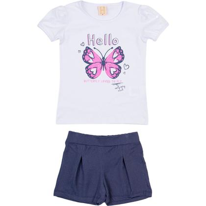 Imagem de Conjunto Infantil Borboleta Branco com Marinho