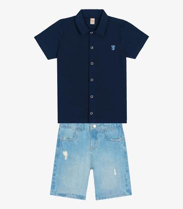 Imagem de Conjunto Infantil Camisa Com Bermuda Trick Nick Azul
