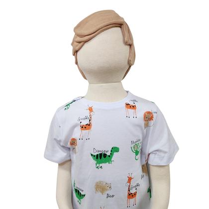 Imagem de Conjunto Infantil Camiseta Animais Branca + Bermuda Verde
