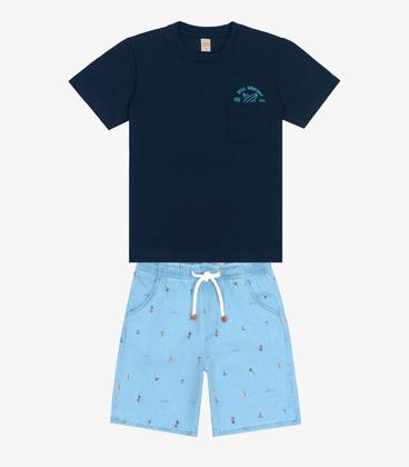 Imagem de Conjunto Infantil Camiseta Com Bermuda Trick Nick Azul