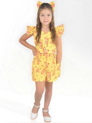 Imagem de Conjunto Infantil Capivara Charmosa - Blusa e Short + Enfeite de Cabelo - Várias Cores
