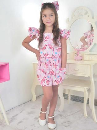 Imagem de Conjunto Infantil Capivara Charmosa Menina Blogueirinha - Blusa e Short - Várias Cores