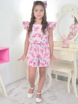 Imagem de Conjunto Infantil Capivara Charmosa Rosa Menina Blogueirinha - Blusa e Short