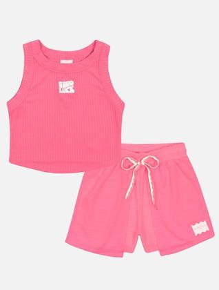 Imagem de Conjunto Infantil Catavento Verão Shorts e Blusa Rosa Good Luck