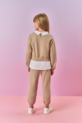 Imagem de Conjunto Infantil Cinti Inverno com Calça e Casaco Bege com Strass