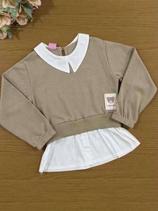 Imagem de Conjunto Infantil Cinti Inverno com Calça e Casaco Bege com Strass