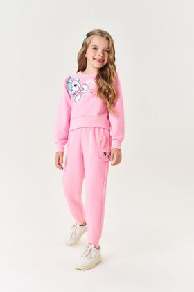 Imagem de Conjunto Infantil Cinti Inverno com Calça e Casaco Rosa Coelhinha com Strass