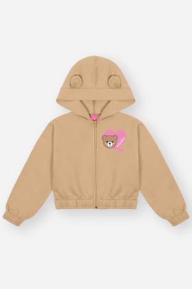 Imagem de Conjunto Infantil Cinti Inverno com Calça e Jaqueta Bege Ursinho Coração