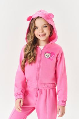 Imagem de Conjunto Infantil Cinti Inverno com Calça e Jaqueta Rosa Ursinho Coração