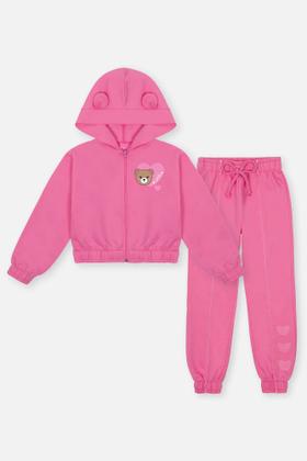 Imagem de Conjunto Infantil Cinti Inverno com Calça e Jaqueta Rosa Ursinho Coração
