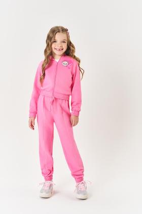 Imagem de Conjunto Infantil Cinti Inverno com Calça e Jaqueta Rosa Ursinho Coração