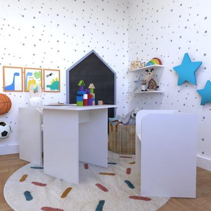 Imagem de Conjunto Infantil com 1 Mesa e 2 Banquetas Branco