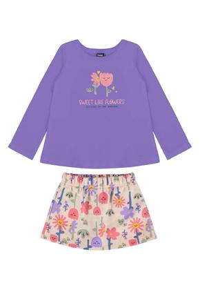 Imagem de Conjunto Infantil com Blusa e Shorts-Saia Bee Loop
