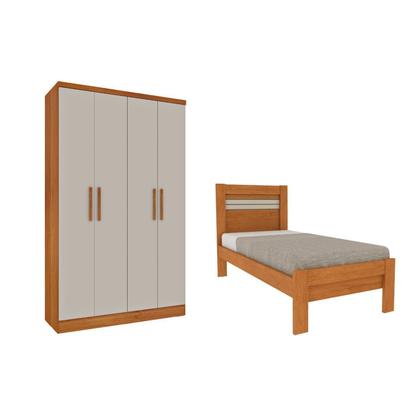 Imagem de Conjunto Infantil com Cama 100% MDF e Guarda-Roupa Harmonia Espresso Móveis