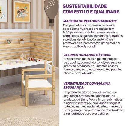 Imagem de Conjunto Infantil com Escrivaninha e Cadeira Evolutiva Wave Casatema MadeiraOriginals